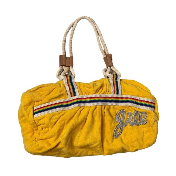 Unbranded Handbags - Vintage Retro Yellow Terry Rainbow Rope Handle JILL Tote Handbag Purse LGBTQ